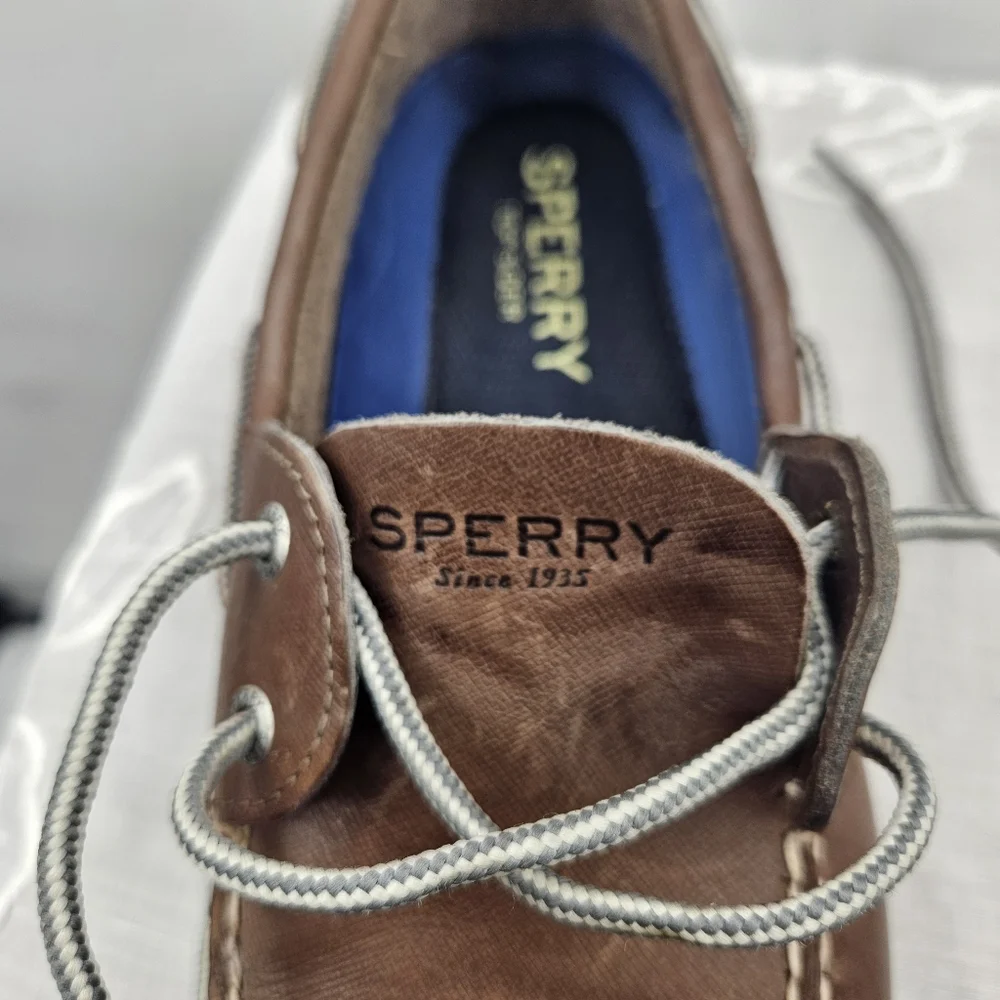 Sperry Top-Sider Mens 9M Brown Leather Authentic Original Boat Shoes STS15002